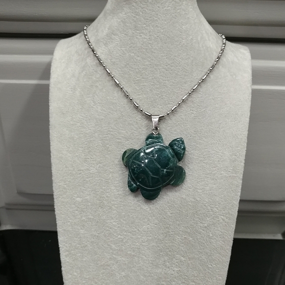 Turtle Indian Agate Necklace Natural Gemstone Crystal Tortoise Pendant 🐢 - Picture 10 of 17